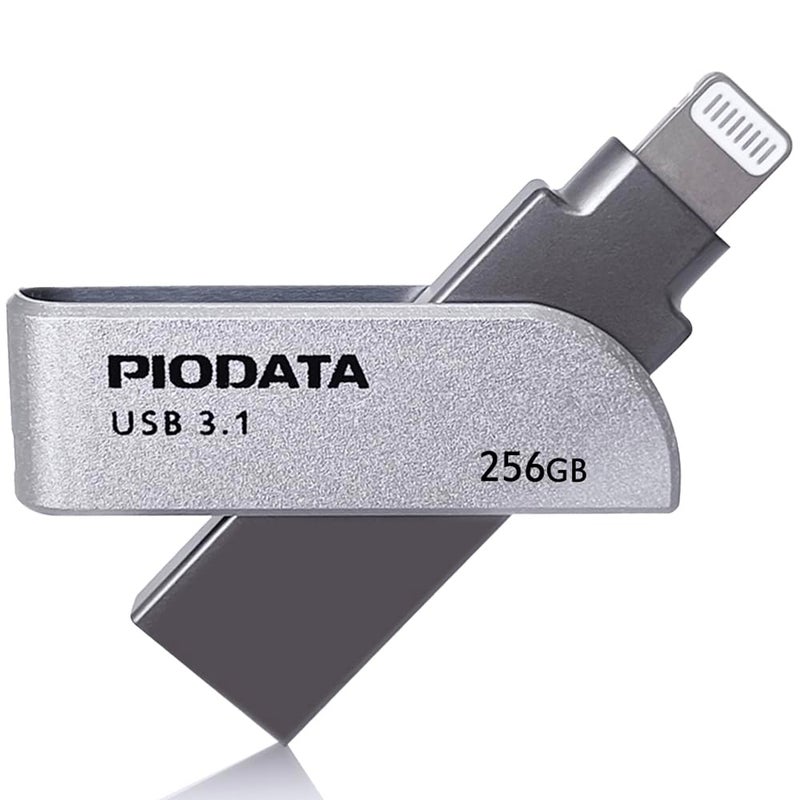 PioData iXflash 256GB iPhone iPad Flash Pen Drive USB 3.1 Apple MFi Certified Lightning Connector External Storage Memory Expansion for iOS Devices/Windows/Mac - Image 1